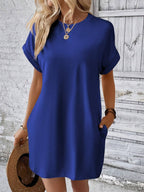 Vestido Curto Camiseta Brisa da Ilha com Bolsos e Manga Morcego — fotografia 65 | Mar & Pérola