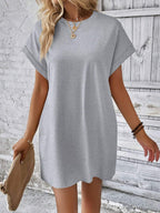 Vestido Curto Camiseta Brisa da Ilha com Bolsos e Manga Morcego — fotografia 75 | Mar & Pérola