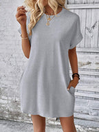 Vestido Curto Camiseta Brisa da Ilha com Bolsos e Manga Morcego — fotografia 76 | Mar & Pérola
