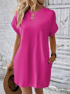 Vestido Curto Camiseta Brisa da Ilha com Bolsos e Manga Morcego — fotografia 77 | Mar & Pérola