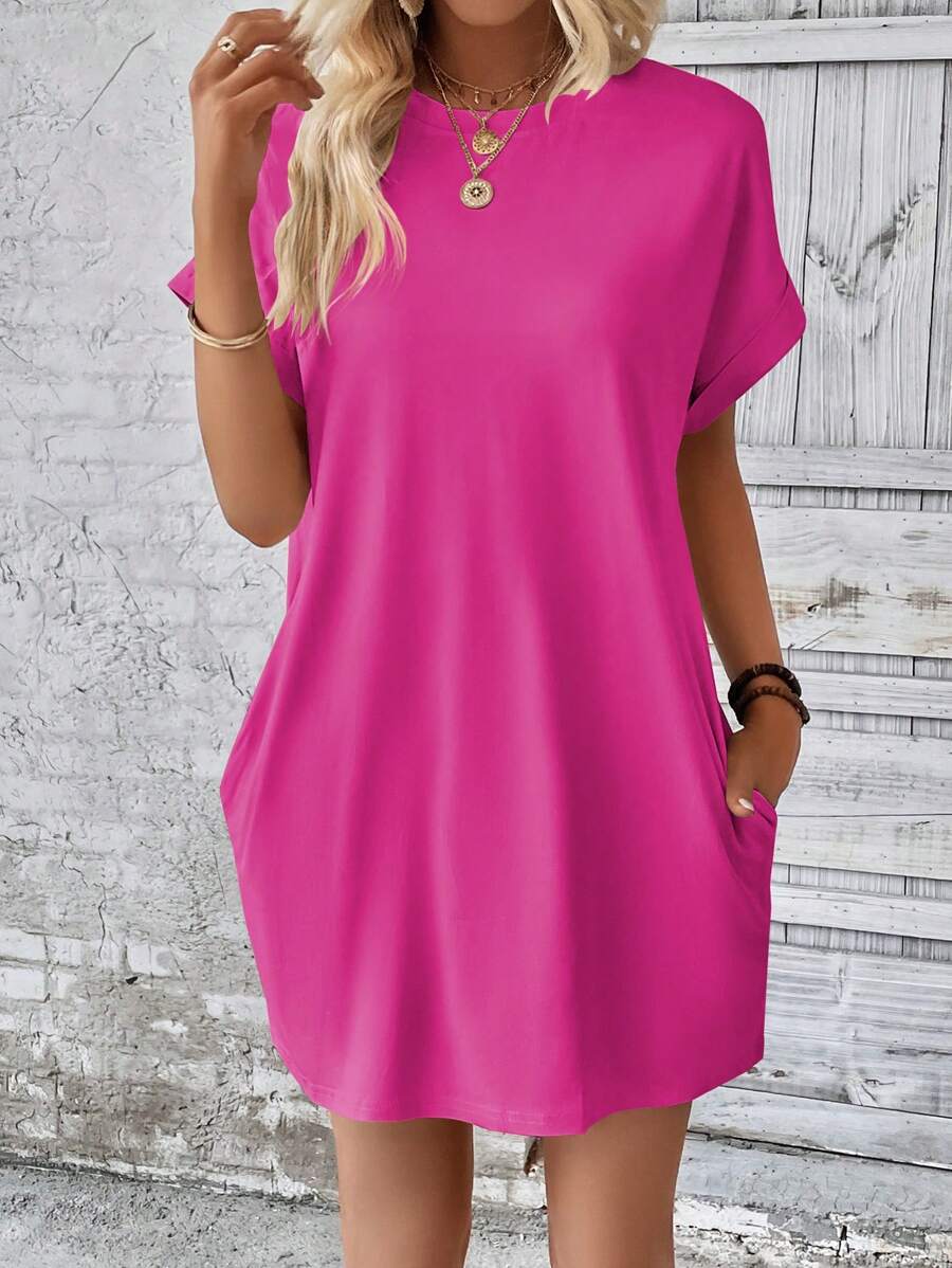 Vestido Curto Camiseta Brisa da Ilha com Bolsos e Manga Morcego — fotografia 79 | Mar & Pérola