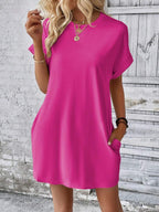Vestido Curto Camiseta Brisa da Ilha com Bolsos e Manga Morcego — fotografia 82 | Mar & Pérola