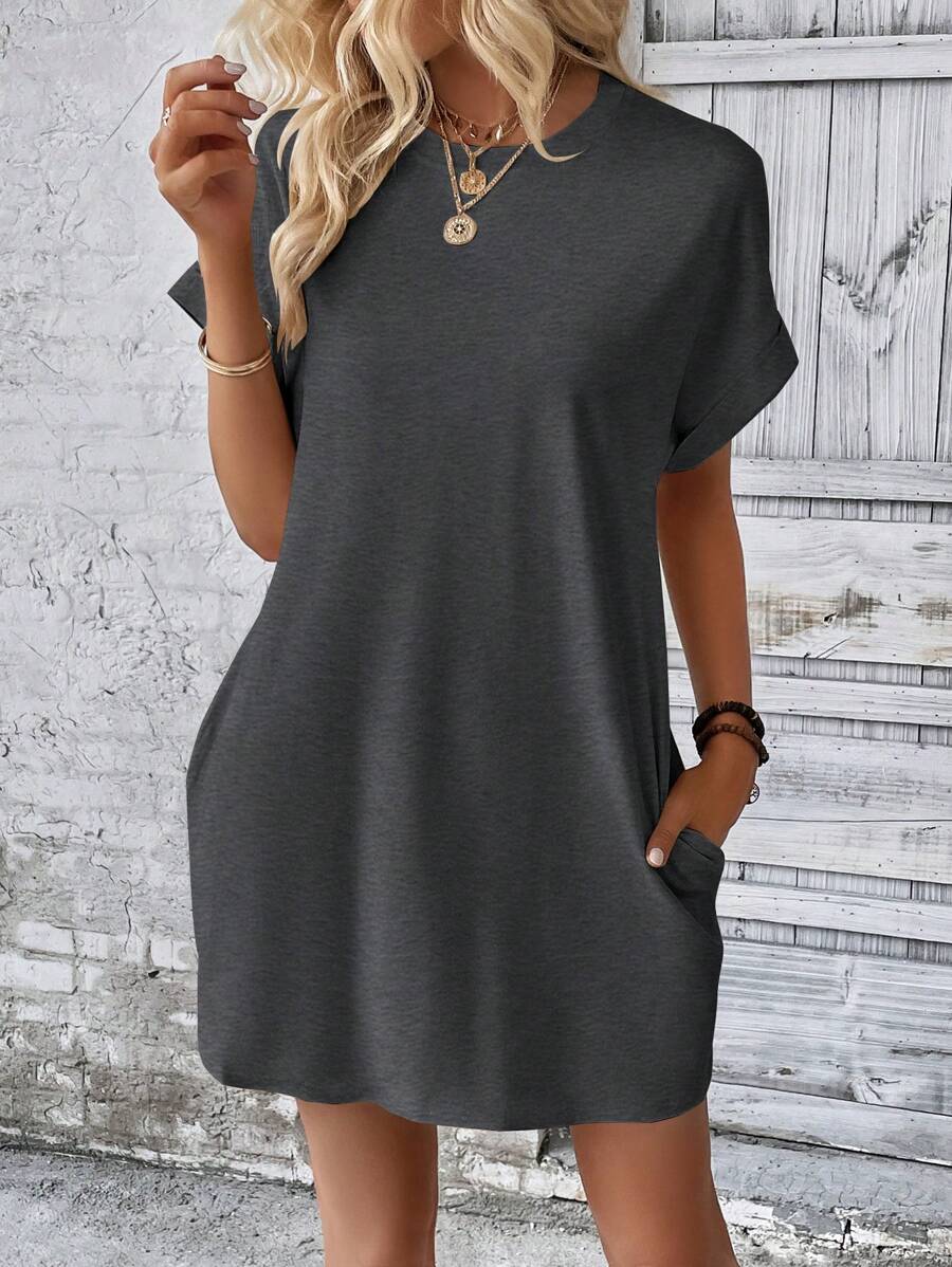 Vestido Curto Camiseta Brisa da Ilha com Bolsos e Manga Morcego — fotografia 86 | Mar & Pérola