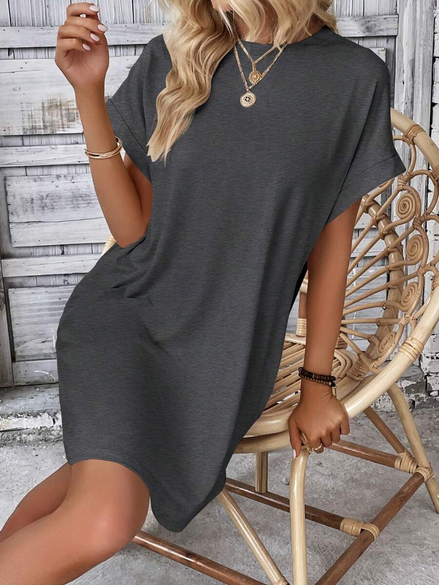 Vestido Curto Camiseta Brisa da Ilha com Bolsos e Manga Morcego — fotografia 87 | Mar & Pérola