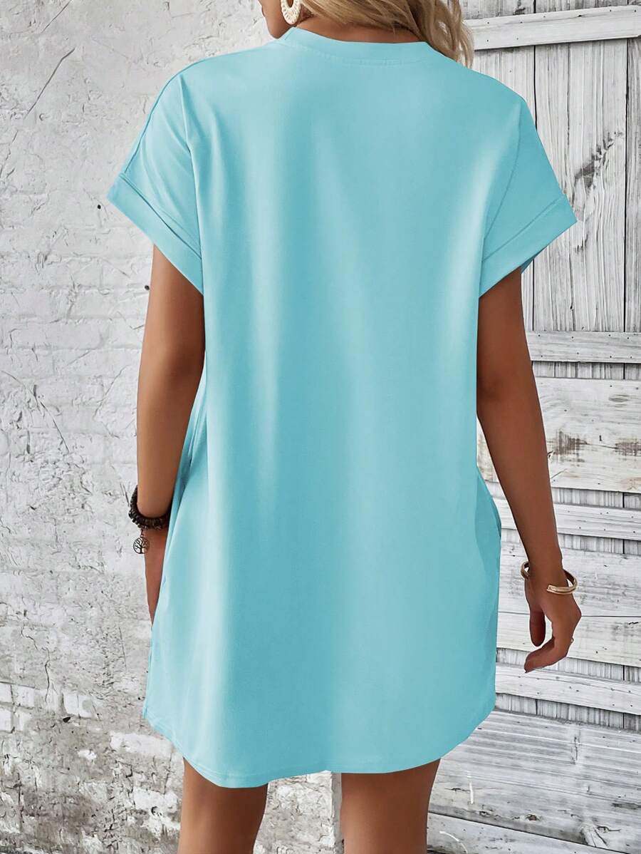 Vestido Curto Camiseta Brisa da Ilha com Bolsos e Manga Morcego — fotografia 89 | Mar & Pérola