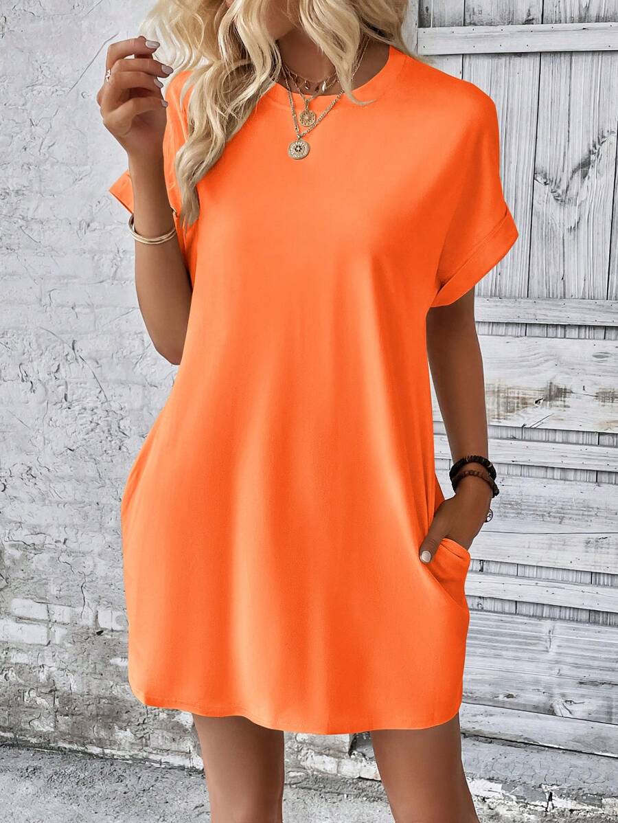 Vestido Curto Camiseta Brisa da Ilha com Bolsos e Manga Morcego — fotografia 96 | Mar & Pérola