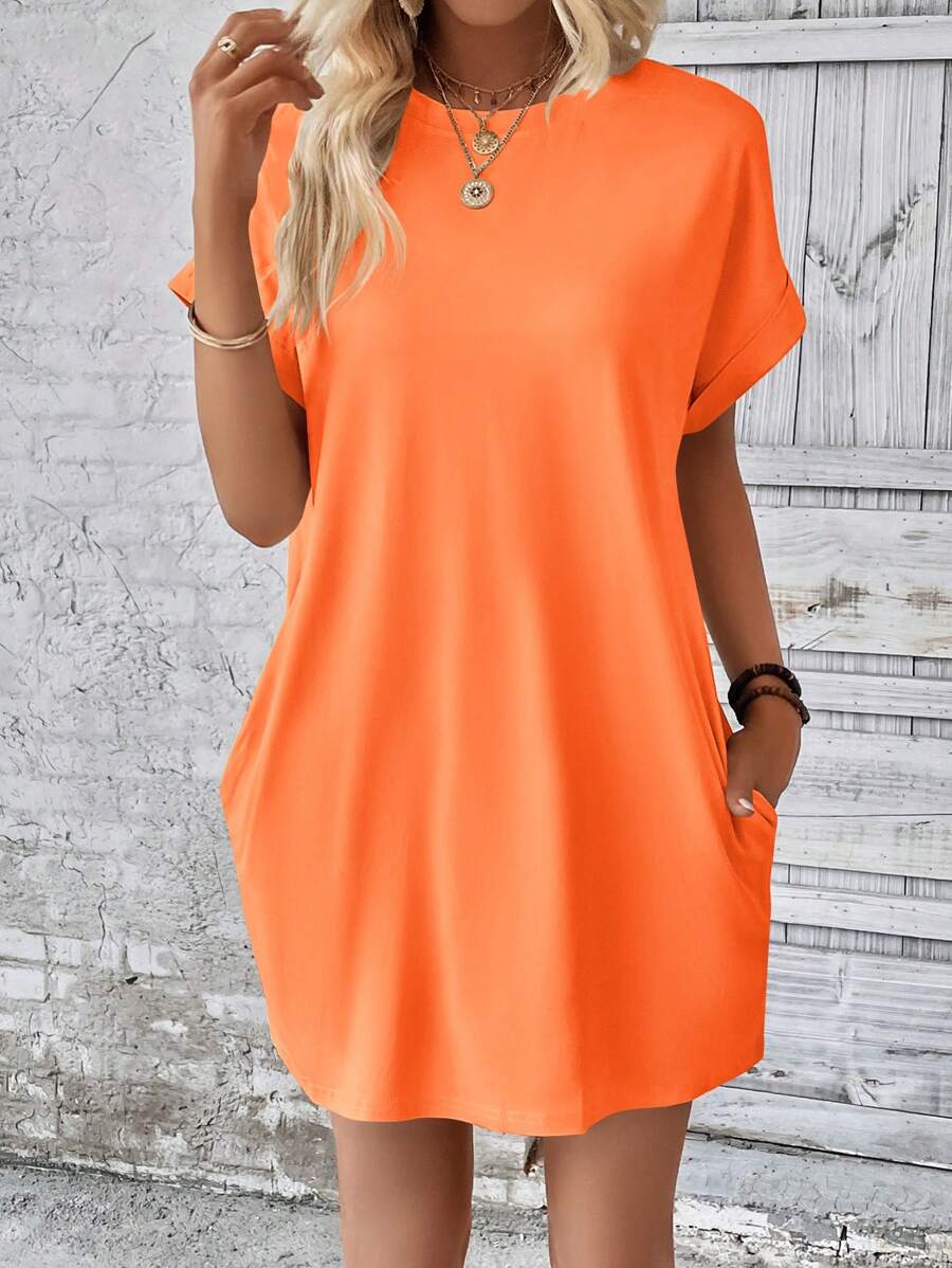 Vestido Curto Camiseta Brisa da Ilha com Bolsos e Manga Morcego — fotografia 97 | Mar & Pérola