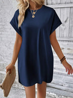 Vestido Curto Camiseta Brisa da Ilha com Bolsos e Manga Morcego — fotografia 103 | Mar & Pérola