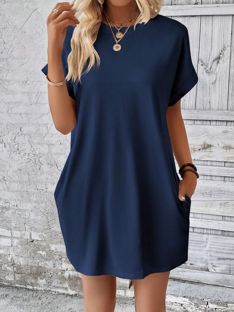 Vestido Curto Camiseta Brisa da Ilha com Bolsos e Manga Morcego — fotografia 104 | Mar & Pérola