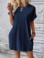 Vestido Curto Camiseta Brisa da Ilha com Bolsos e Manga Morcego — fotografia 105 | Mar & Pérola