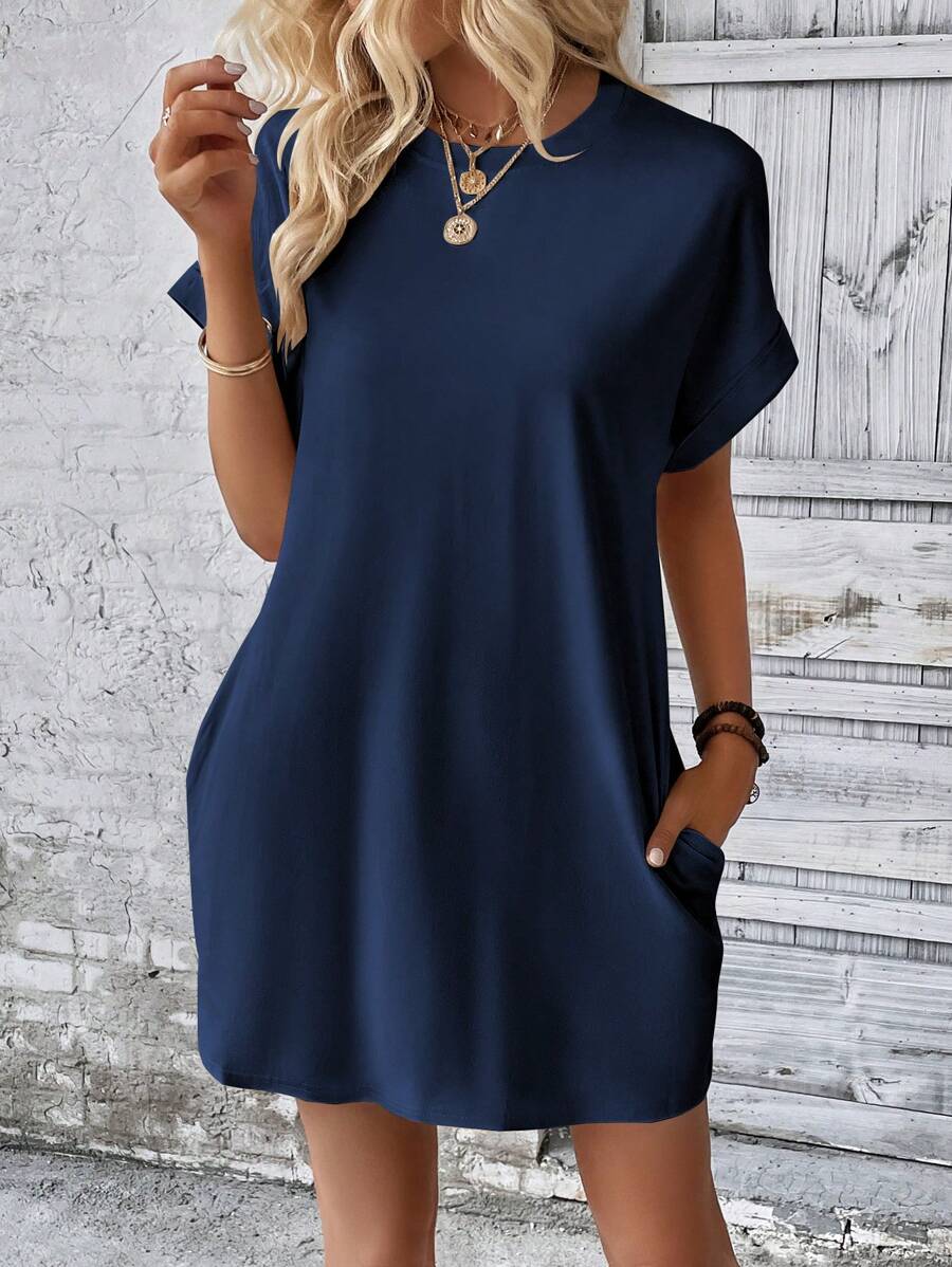 Vestido Curto Camiseta Brisa da Ilha com Bolsos e Manga Morcego — fotografia 105 | Mar & Pérola