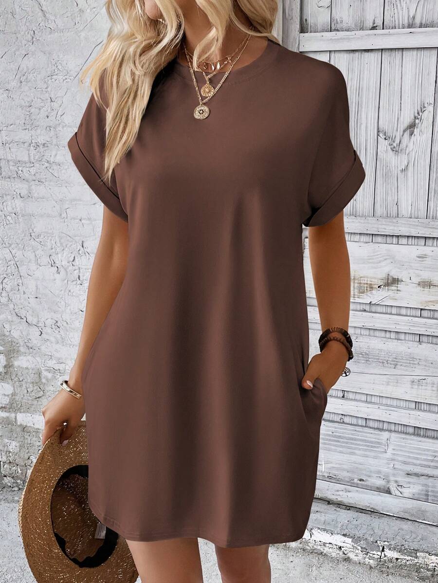 Vestido Curto Camiseta Brisa da Ilha com Bolsos e Manga Morcego — fotografia 106 | Mar & Pérola