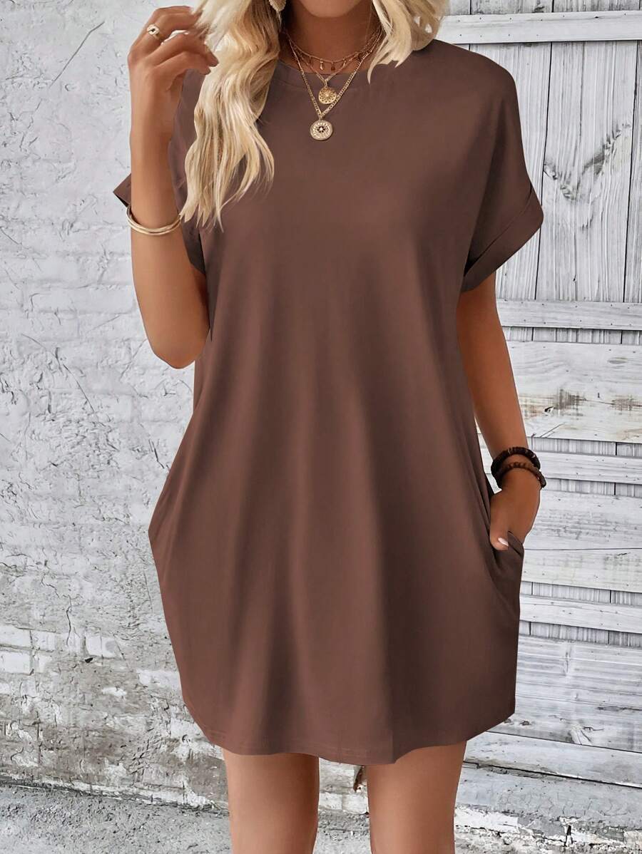 Vestido Curto Camiseta Brisa da Ilha com Bolsos e Manga Morcego — fotografia 108 | Mar & Pérola