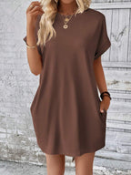 Vestido Curto Camiseta Brisa da Ilha com Bolsos e Manga Morcego — fotografia 108 | Mar & Pérola