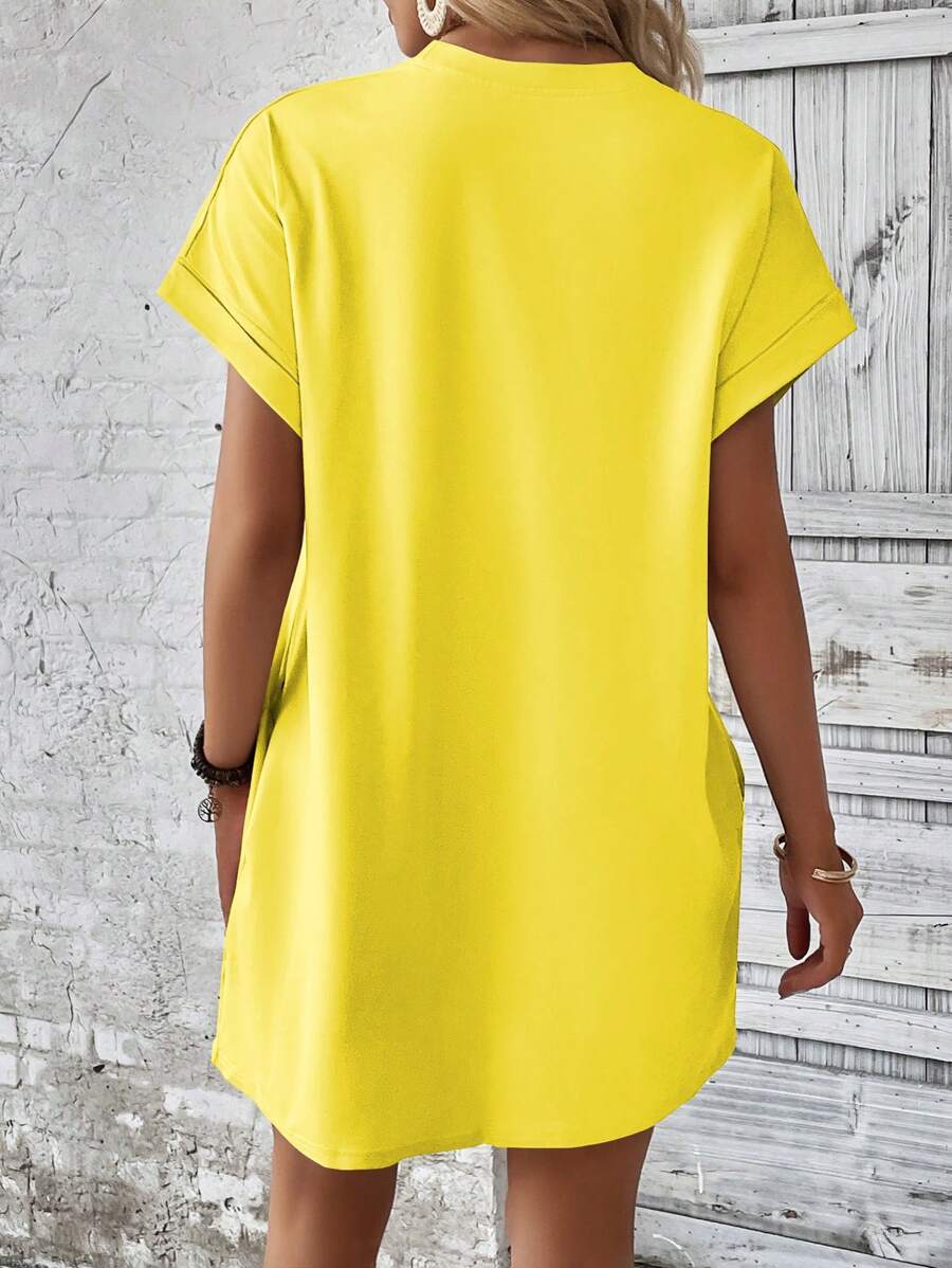 Vestido Curto Camiseta Brisa da Ilha com Bolsos e Manga Morcego — fotografia 113 | Mar & Pérola