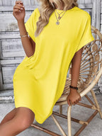 Vestido Curto Camiseta Brisa da Ilha com Bolsos e Manga Morcego — fotografia 117 | Mar & Pérola