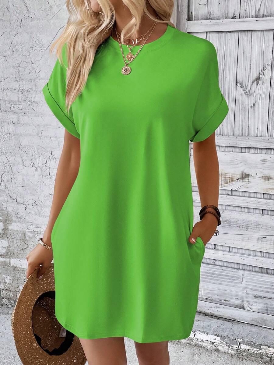 Vestido Curto Camiseta Brisa da Ilha com Bolsos e Manga Morcego — fotografia 118 | Mar & Pérola