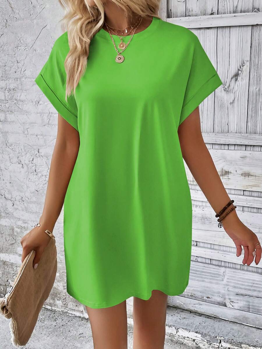 Vestido Curto Camiseta Brisa da Ilha com Bolsos e Manga Morcego — fotografia 121 | Mar & Pérola