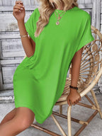 Vestido Curto Camiseta Brisa da Ilha com Bolsos e Manga Morcego — fotografia 123 | Mar & Pérola