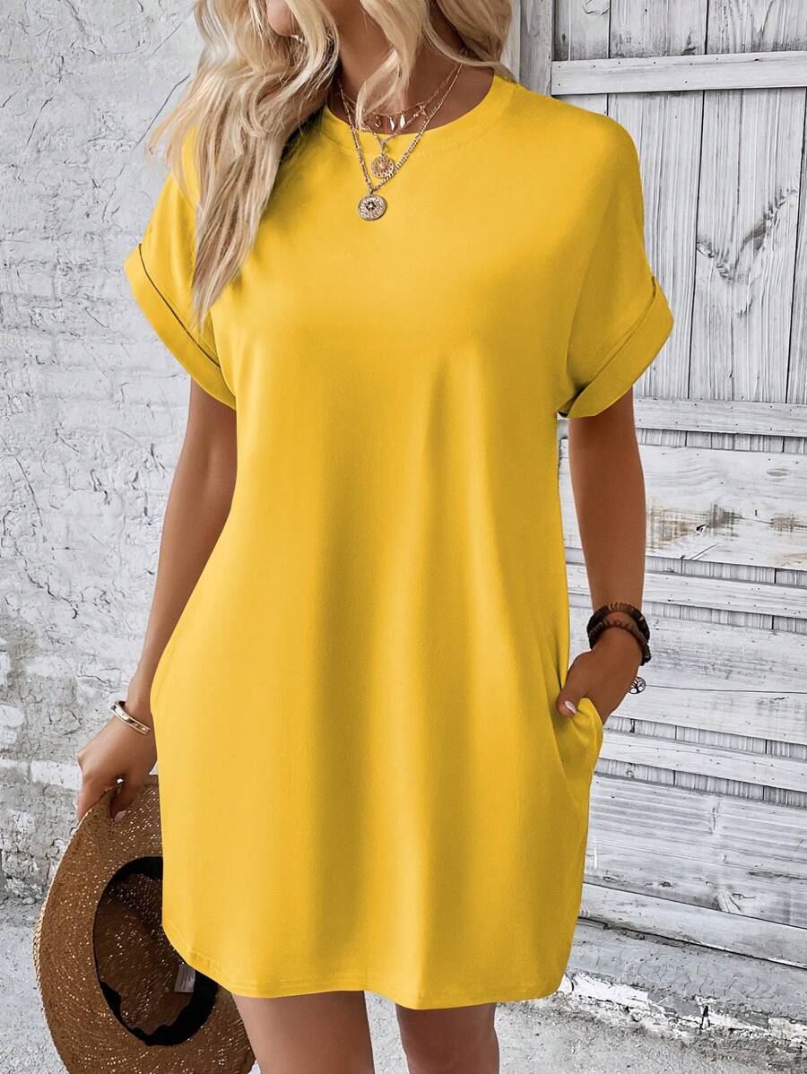 Vestido Curto Camiseta Brisa da Ilha com Bolsos e Manga Morcego — fotografia 124 | Mar & Pérola