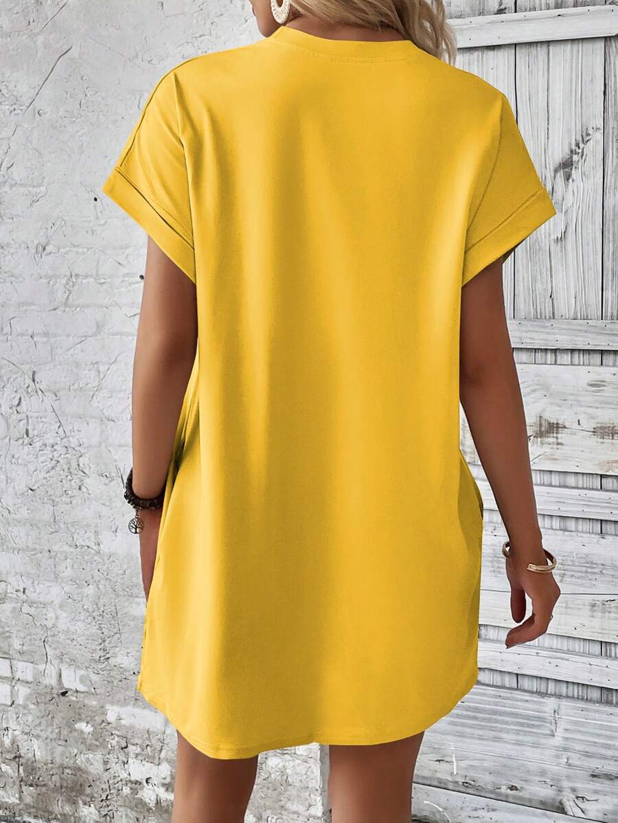 Vestido Curto Camiseta Brisa da Ilha com Bolsos e Manga Morcego — fotografia 125 | Mar & Pérola