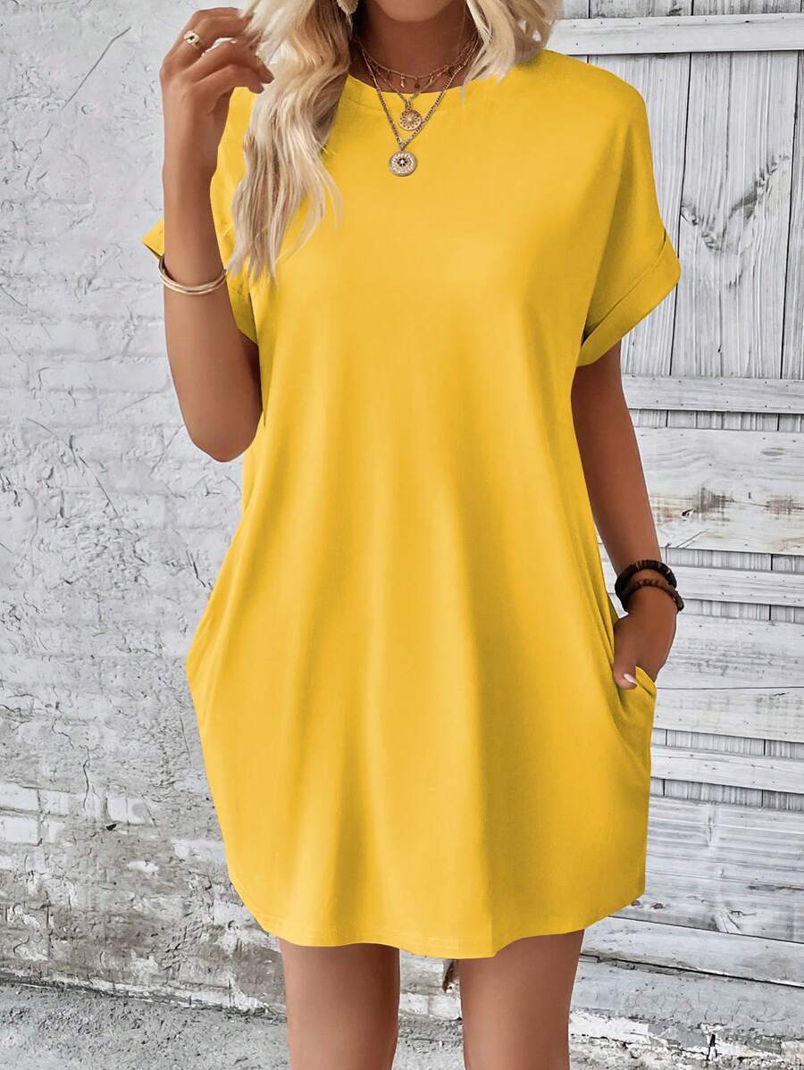 Vestido Curto Camiseta Brisa da Ilha com Bolsos e Manga Morcego — fotografia 127 | Mar & Pérola