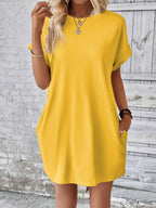 Vestido Curto Camiseta Brisa da Ilha com Bolsos e Manga Morcego — fotografia 127 | Mar & Pérola