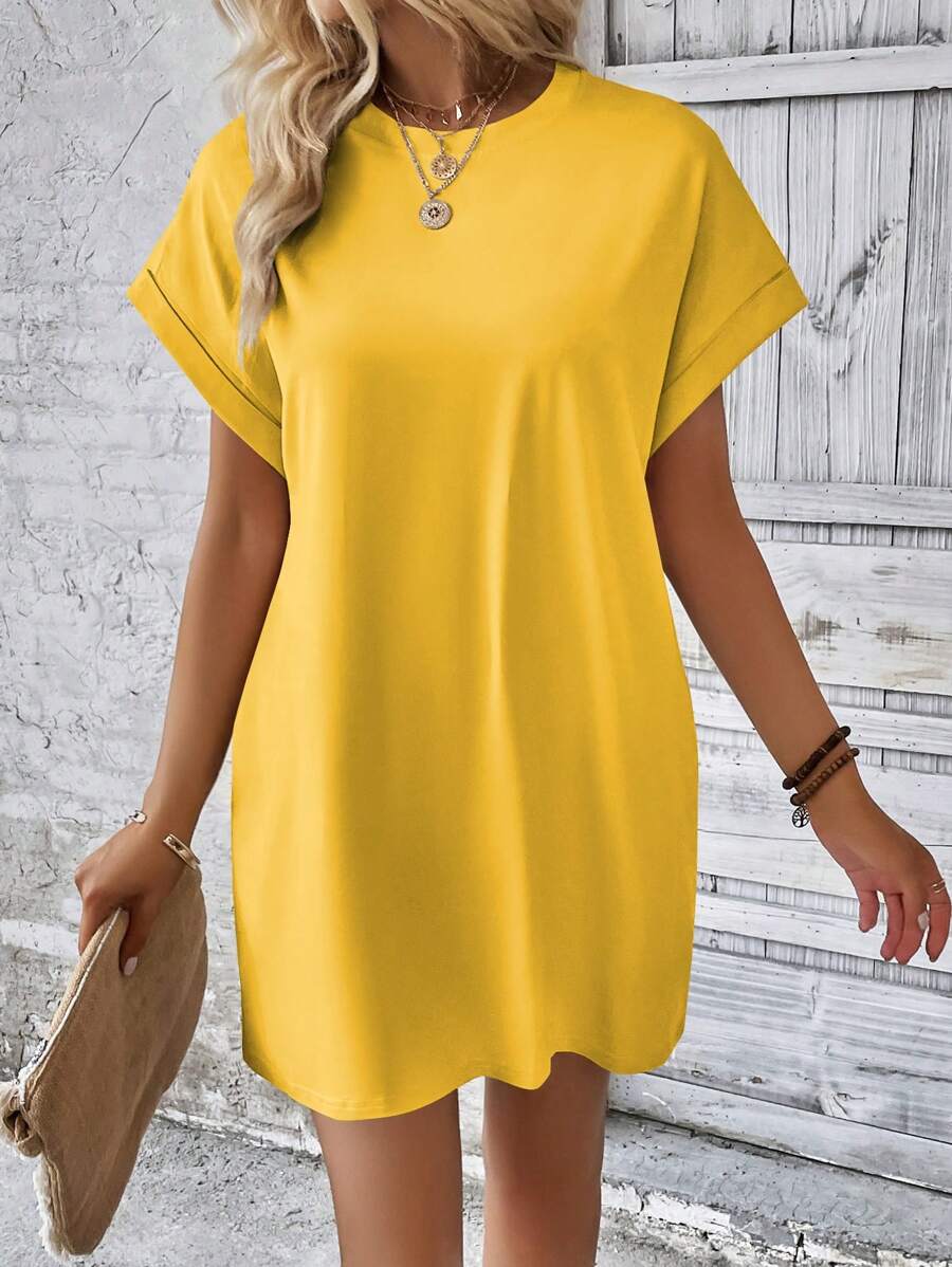 Vestido Curto Camiseta Brisa da Ilha com Bolsos e Manga Morcego — fotografia 129 | Mar & Pérola