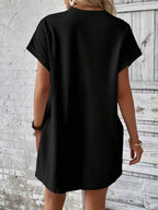 Vestido Curto Camiseta Brisa da Ilha com Bolsos e Manga Morcego — fotografia 131 | Mar & Pérola