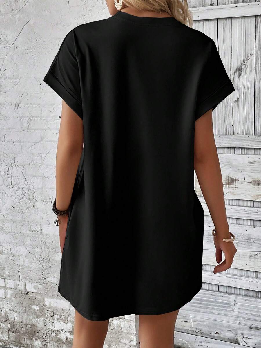 Vestido Curto Camiseta Brisa da Ilha com Bolsos e Manga Morcego — fotografia 131 | Mar & Pérola