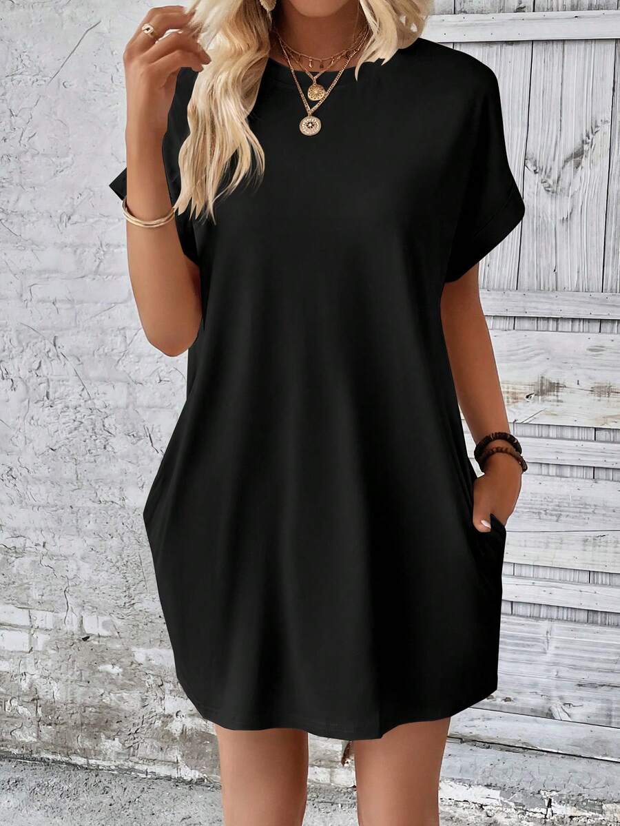 Vestido Curto Camiseta Brisa da Ilha com Bolsos e Manga Morcego — fotografia 133 | Mar & Pérola