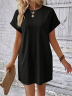 Vestido Curto Camiseta Brisa da Ilha com Bolsos e Manga Morcego — fotografia 134 | Mar & Pérola