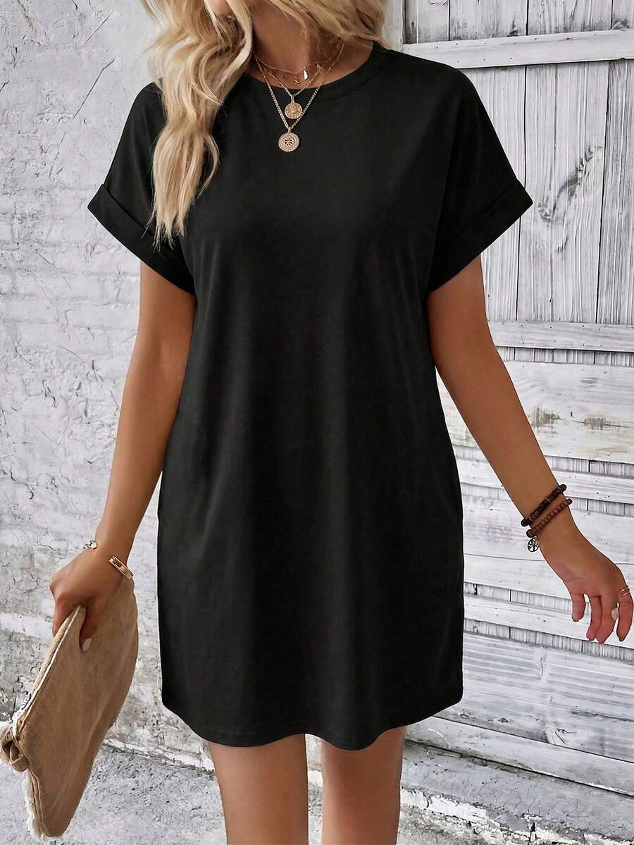Vestido Curto Camiseta Brisa da Ilha com Bolsos e Manga Morcego — fotografia 134 | Mar & Pérola