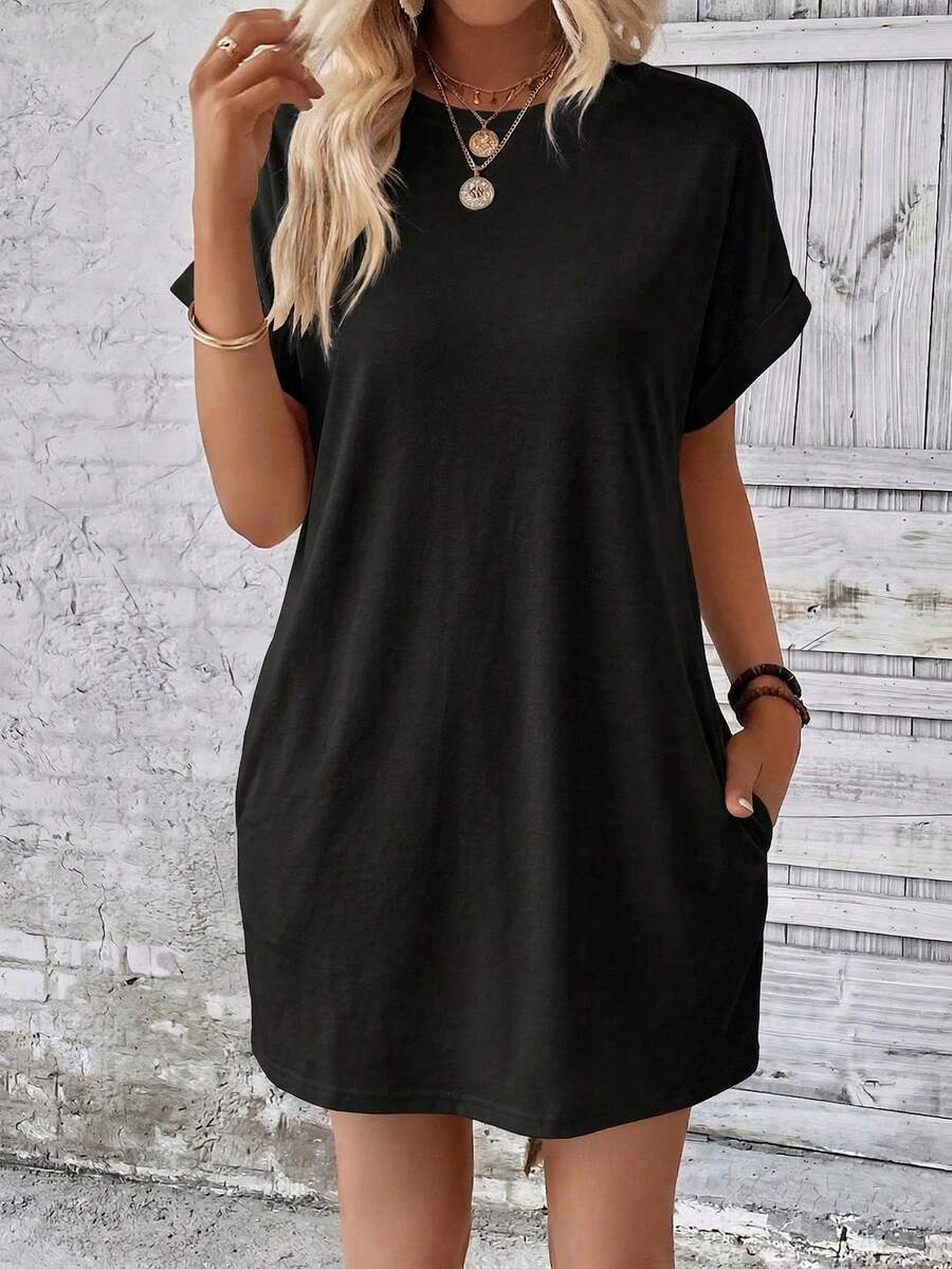 Vestido Curto Camiseta Brisa da Ilha com Bolsos e Manga Morcego — fotografia 135 | Mar & Pérola