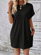 Vestido Curto Camiseta Brisa da Ilha com Bolsos e Manga Morcego — fotografia 135 | Mar & Pérola