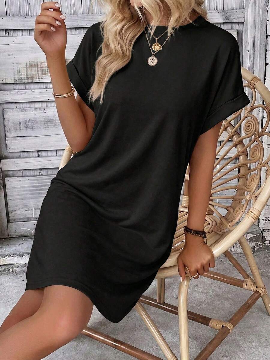 Vestido Curto Camiseta Brisa da Ilha com Bolsos e Manga Morcego — fotografia 136 | Mar & Pérola