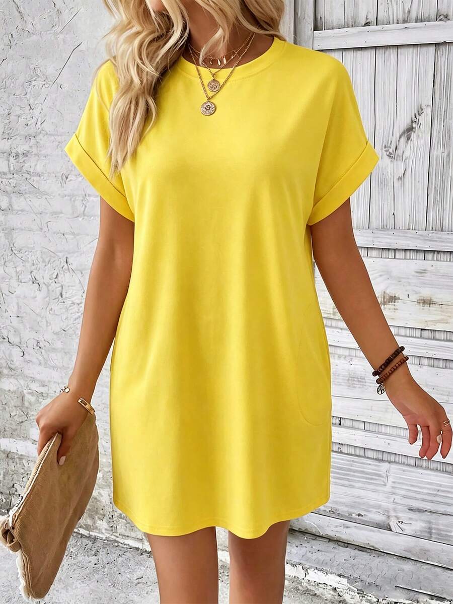 Vestido Curto Camiseta Brisa da Ilha com Bolsos e Manga Morcego — fotografia 138 | Mar & Pérola