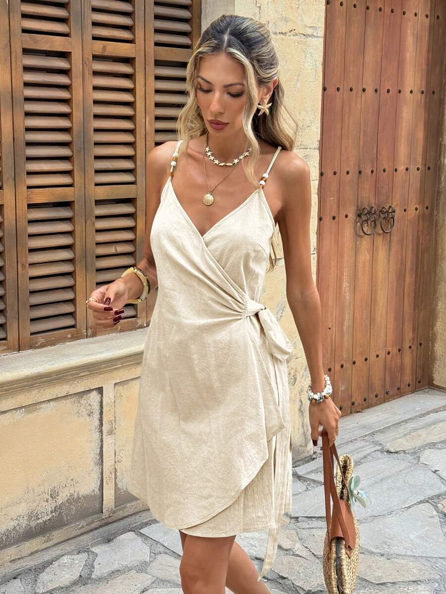 Vestido Curto de Alças Finas Costa Serena com Transpasse e Nó nas Costas — fotografia 19 | Mar & Pérola