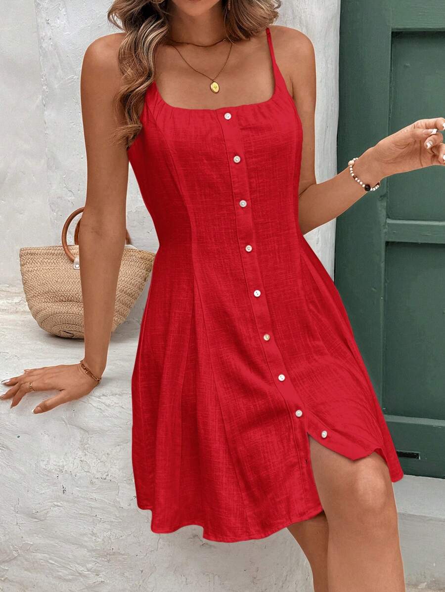 Vestido Curto de Linho Luz da Orla com Alças e Botões Frontais — fotografia 11 | Mar & Pérola