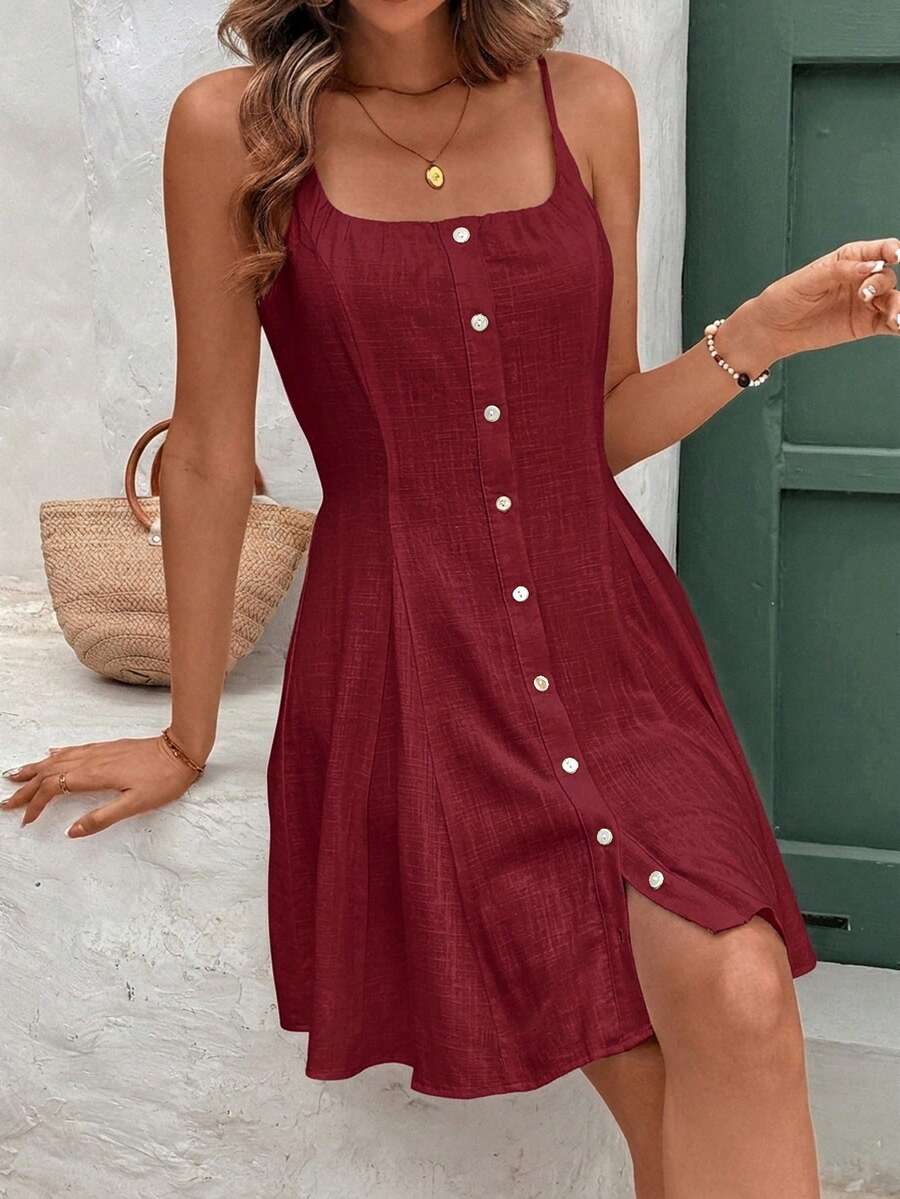 Vestido Curto de Linho Luz da Orla com Alças e Botões Frontais — fotografia 36 | Mar & Pérola