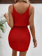 Vestido Curto de Tricô Costa Serena com Decote U e Costas Abertas — fotografia 42 | Mar & Pérola