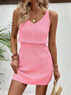 Vestido Curto de Tricô Costa Serena com Decote U e Costas Abertas — fotografia 48 | Mar & Pérola
