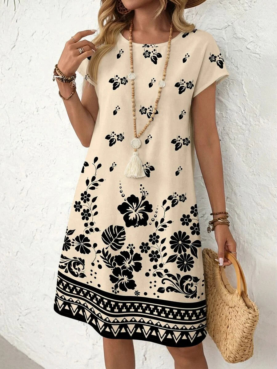 Vestido Curto Estilo Camiseta Geometria Solar com Estampa Geométrica — fotografia 18 | Mar & Pérola