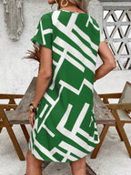Vestido Curto Estilo Camiseta Geometria Solar com Estampa Geométrica — fotografia 35 | Mar & Pérola