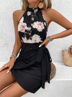 Vestido Curto Floral Halter Flor de Maré com Nó — fotografia 7 | Mar & Pérola