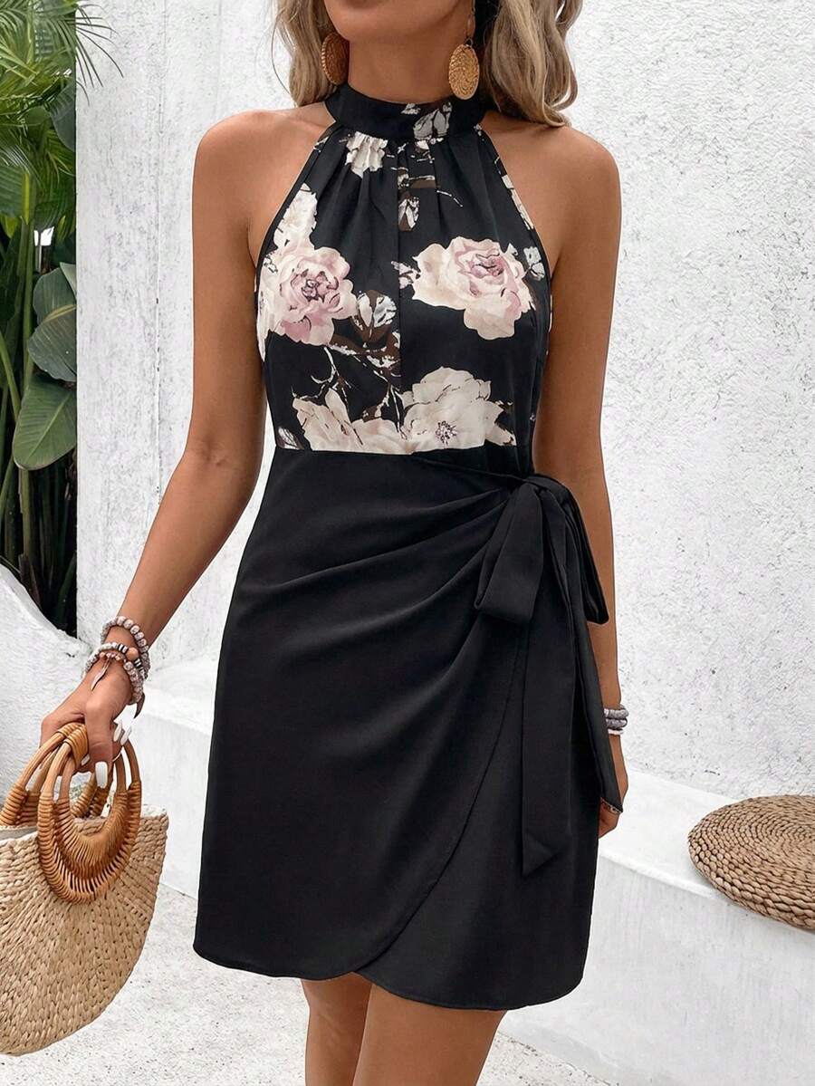 Vestido Curto Floral Halter Flor de Maré com Nó — fotografia 10 | Mar & Pérola