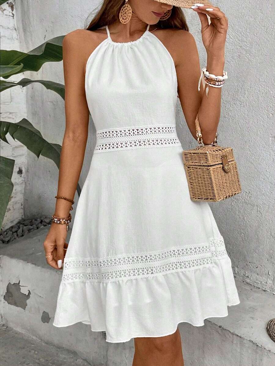 Vestido Curto Halter Brisa da Ilha com Babado e Laço — fotografia 5 | Mar & Pérola