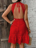 Vestido Curto Halter Brisa da Ilha com Babado e Laço — fotografia 7 | Mar & Pérola