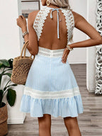 Vestido Curto Halter Brisa da Ilha com Babado e Laço — fotografia 30 | Mar & Pérola