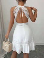 Vestido Curto Halter Brisa da Ilha com Babado e Laço — fotografia 36 | Mar & Pérola